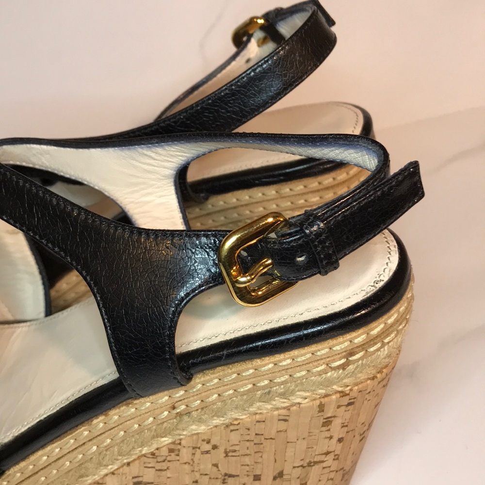 PRADA, Black Strappy, Wedges, Size 36.5 Euro - Picture 5 of 8